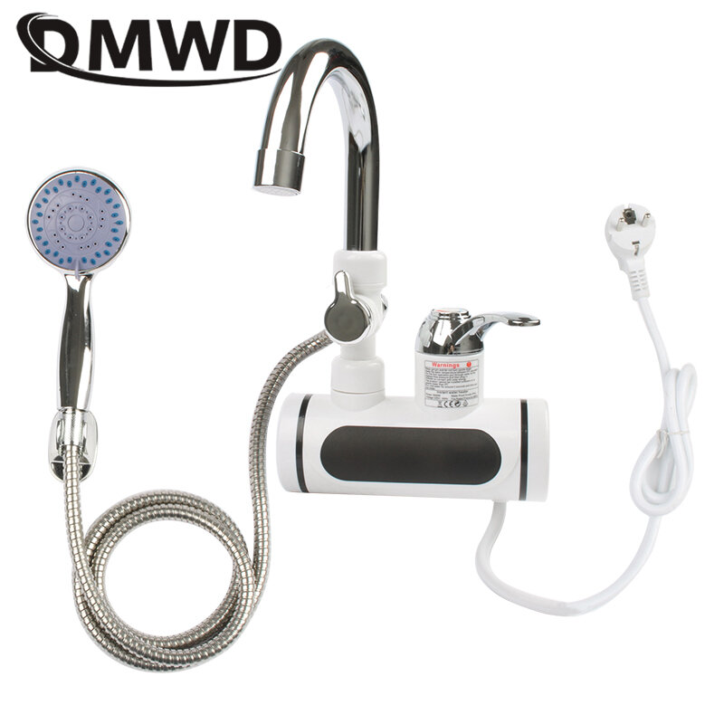 DMWD-grifo de agua caliente instantáneo eléctrico, calentador de agua de acero inoxidable con pantalla LED de temperatura, grifo sin tanque para ducha de cocina