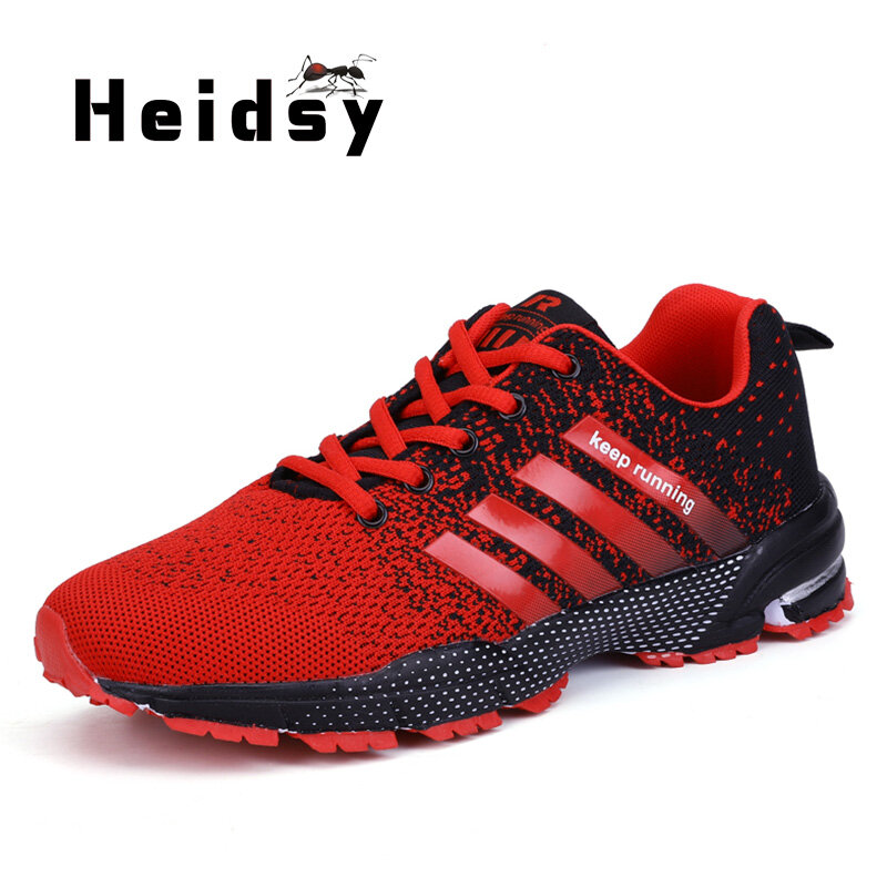 Heidsy 2019 Primavera Outono Nova Moda masculina Casual Sneakers Respirável Amortecimento Calçados Esportivos Leves Simples Rendas Sapatos Casuais
