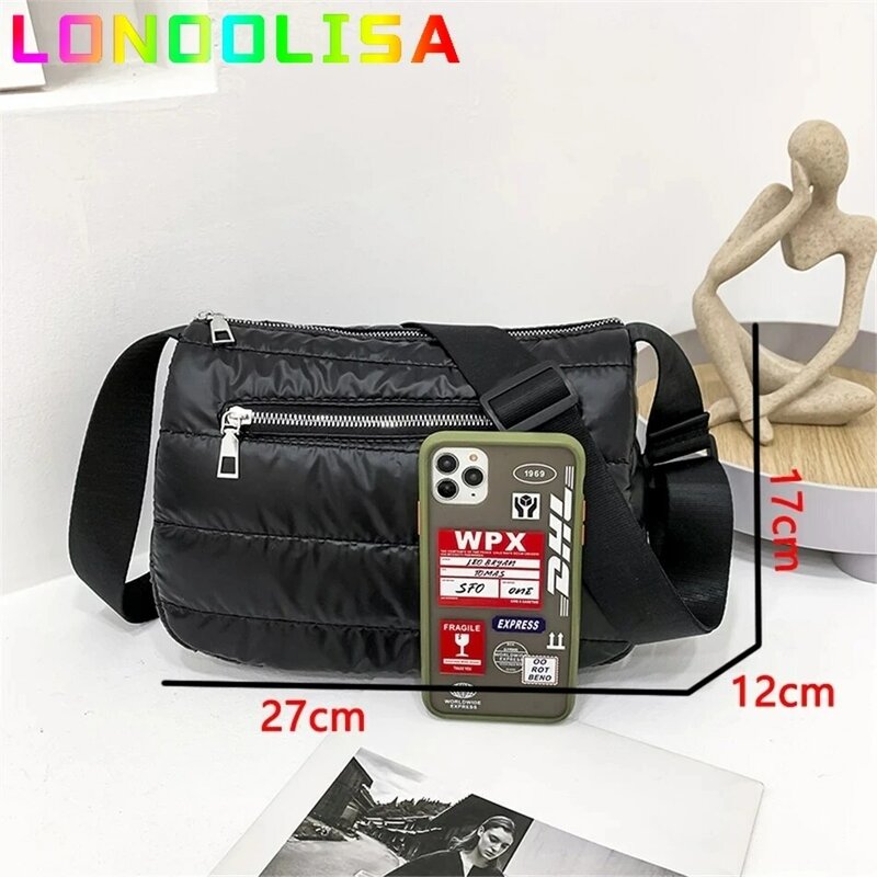 Bolsa de ombro acolchoado acolchoado com algodão novo leve crossbody mini sac 2021 inverno tendência bolsa e bolsa