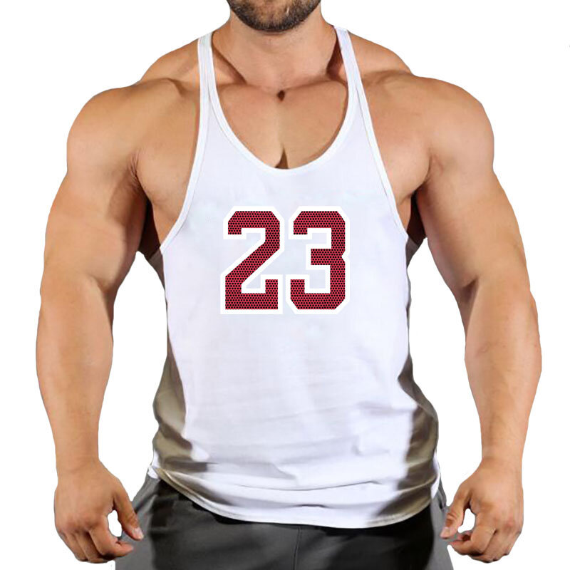 Merek Baru 23 Tank Top Gym Pakaian Kebugaran Pria Tank Top Binaraga Pria Pakaian Gym Musim Panas untuk Pria Kemeja Rompi Tanpa Lengan