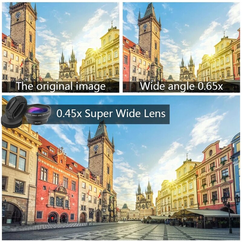 Apexel 2in1 lente 0.45x grande angular + 12.5x lente macro profissional hd lente da câmera do telefone para o iphone 8 7 6s plus xiaomi samsung lg