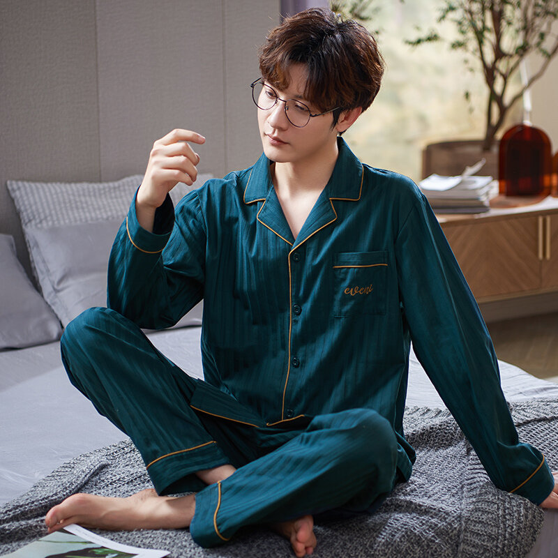 Pijamas con letras para hombre, ropa de dormir 3XL informal de talla grande, de algodón tejido, para el hogar y otoño