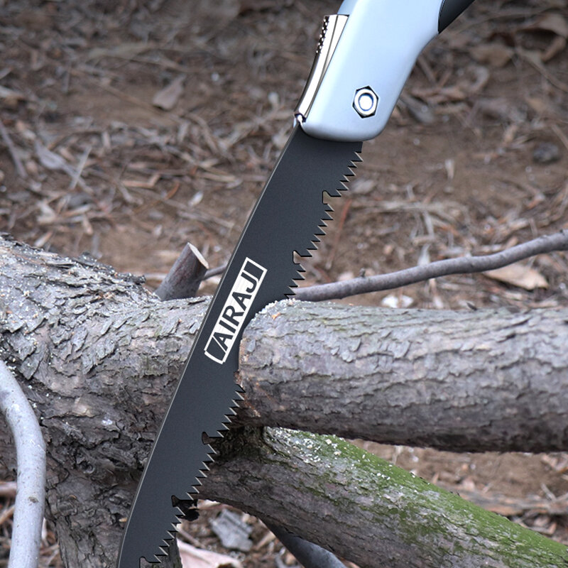 AIRAJ-Sierra plegable de mano para carpintería, sierra profesional para cortar árboles frutales, mango de poda, afilada, de acero SK5, para acampar