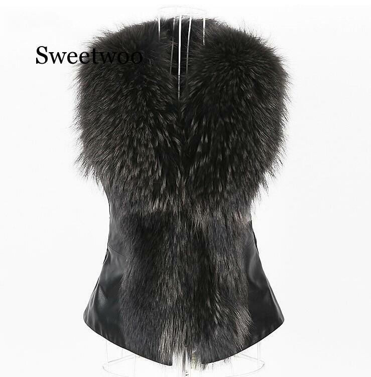 Abrigo de piel sintética para mujer, chaleco informal sin mangas con cuello de piel de zorro sintética, chaqueta de invierno, 4XL, 2020