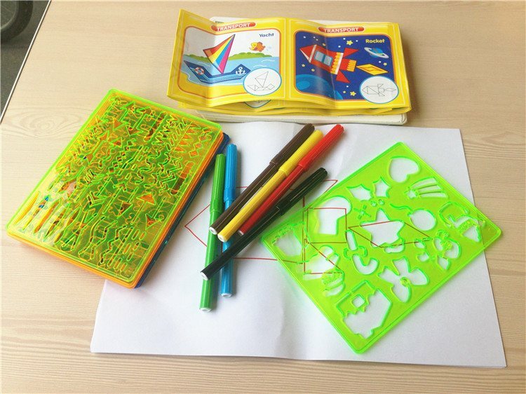 Herramientas de pintura para niños para colorear, juego de plantillas de arte para aprender a dibujar pintadas a mano para colorear con Graffiti, guardería, 2021