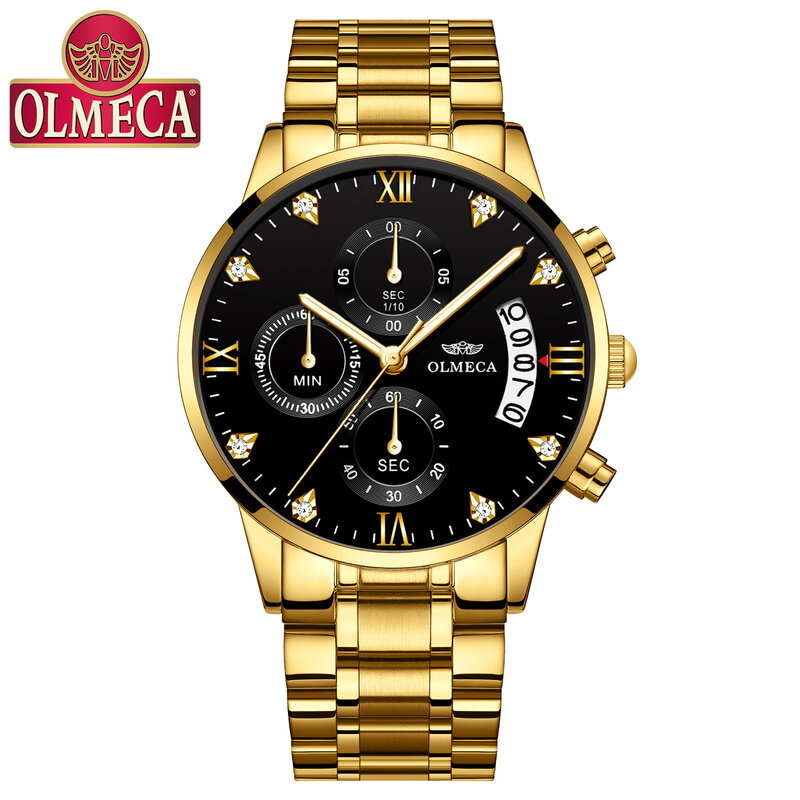 OLMECA Fashion mens watches top brand luxury relogio masculino Watch men gift Business dress Male Quartz Wristwatches Date Clock