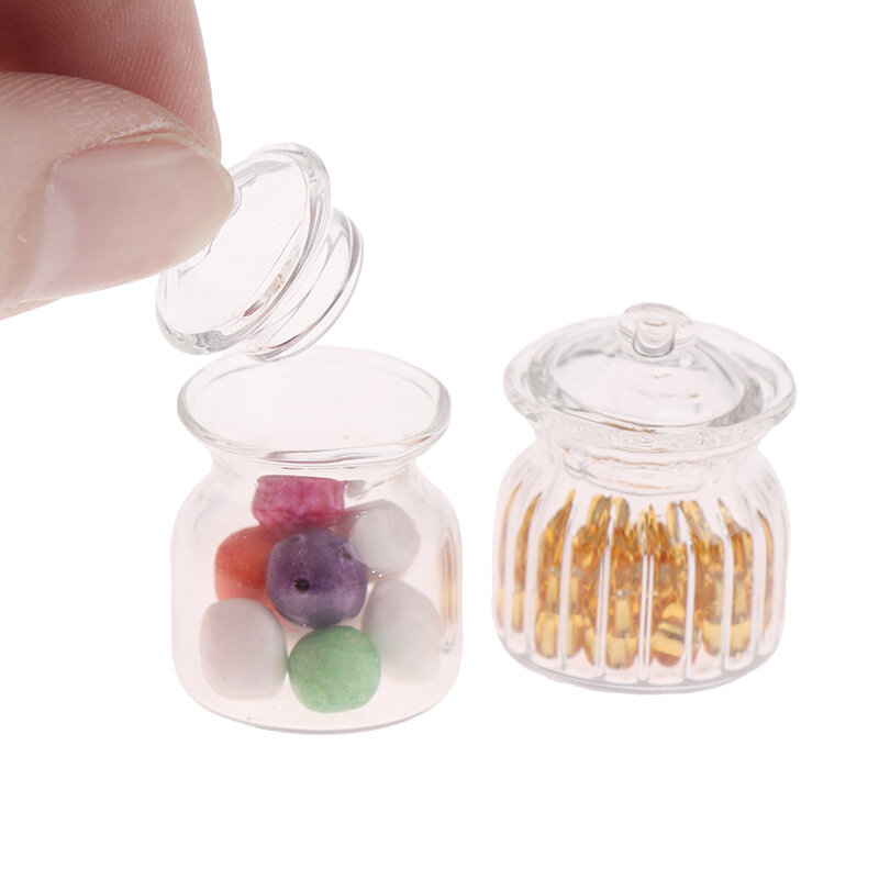 1/3/4pcs DollHouse Miniature Food Snacks Pretend Play Furniture Toy Candy Glass Jar Candy Machine  Doll house Child Gift Toys