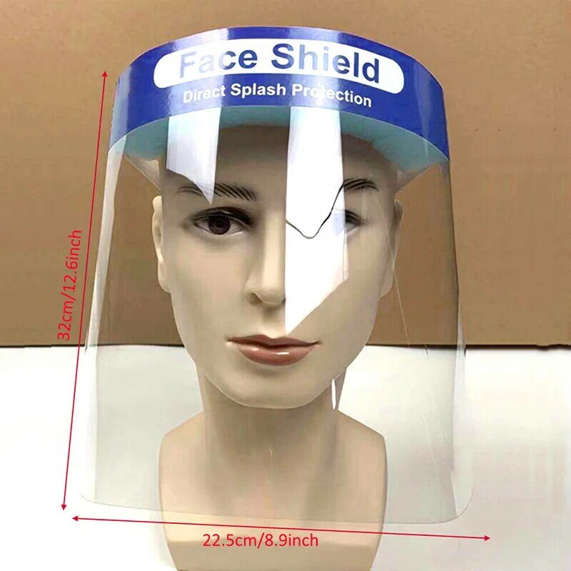 Transparent Plastic Face Shield Full Face Cover Protective Cap Safety Visor Anti-fog Dust-proof Face Neck Eyes Facesheild Cover