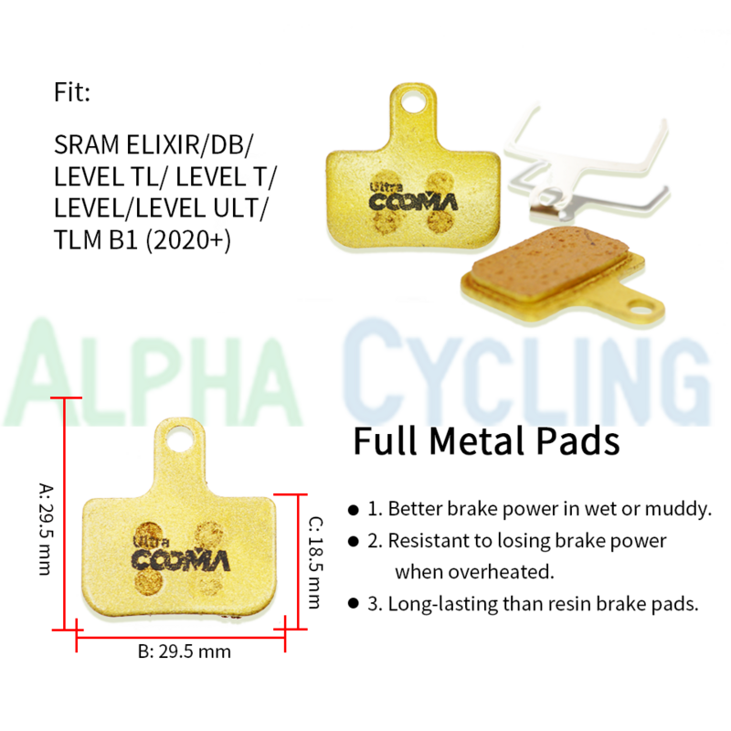 Pastillas de freno de disco de bicicleta de Metal completo para AVID DB 1 3 5 Elixir y SRAM LEVEL TL T UTL TLM B1 Red Force eTap AXS, 4 pares