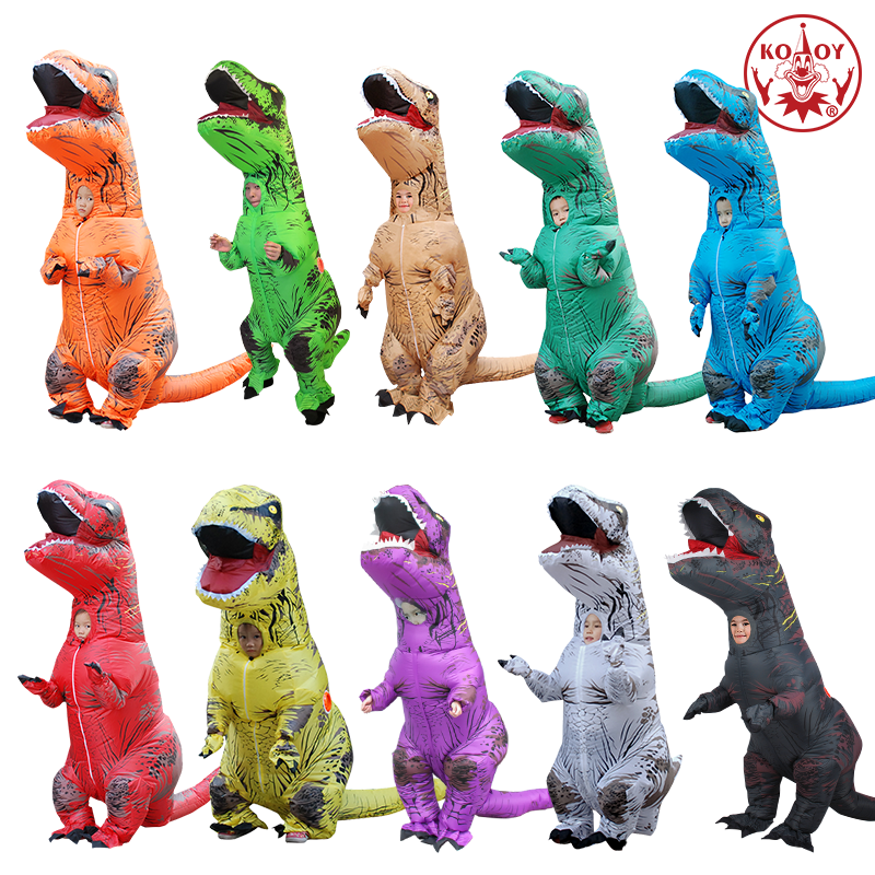 Traje de dinossauro inflável para adultos e crianças, T-Rex Purim, Cosplay de festa de carnaval, traje de Halloween para homens e mulheres