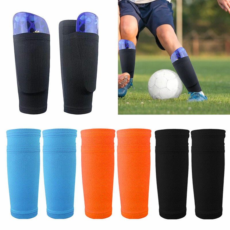 1 Paar Voetbal Beschermende Sokken Scheenbeschermers Ondersteunende Scheenbeschermer Rekbaar Slijtvastheid Met Pocket