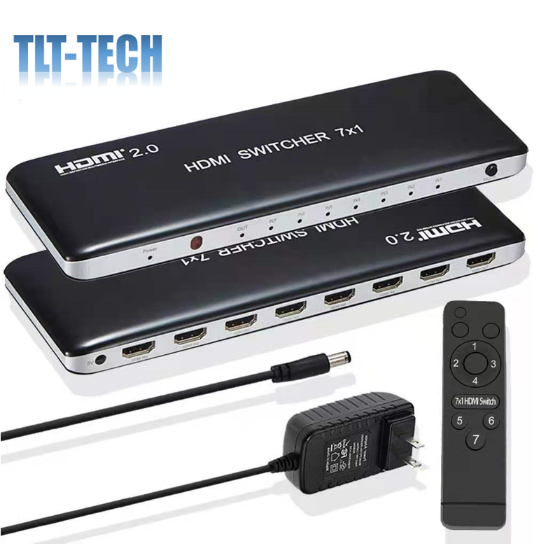 4K 60Hz HDMI 2.0 Switch 7x1 Switcher Audio Video Converter 7 in 1 out 3D per PS3 PS4 Computer PC DVD lettori HD TV STB a HDTV