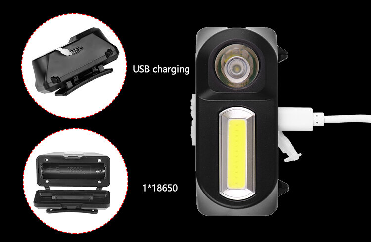 Налобный фонарь XPE + COB с аккумулятором 18650, аккумулятором и зарядкой от USB