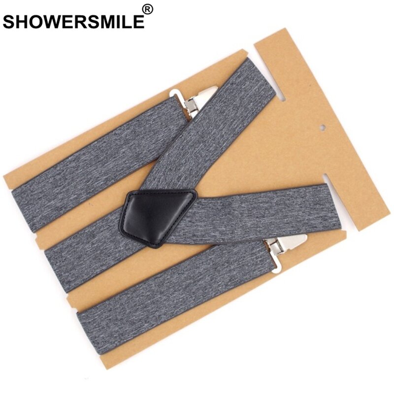Tirantes elásticos para hombre, accesorio para pantalones de marca, color gris, 5cm de ancho, 3 Clips, 120cm x 3,5 cm