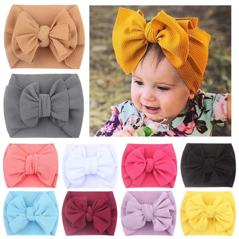 Novo criativo crianças macio arco bandana acessórios de cabelo diy grande arco headwear bebê multicolorido