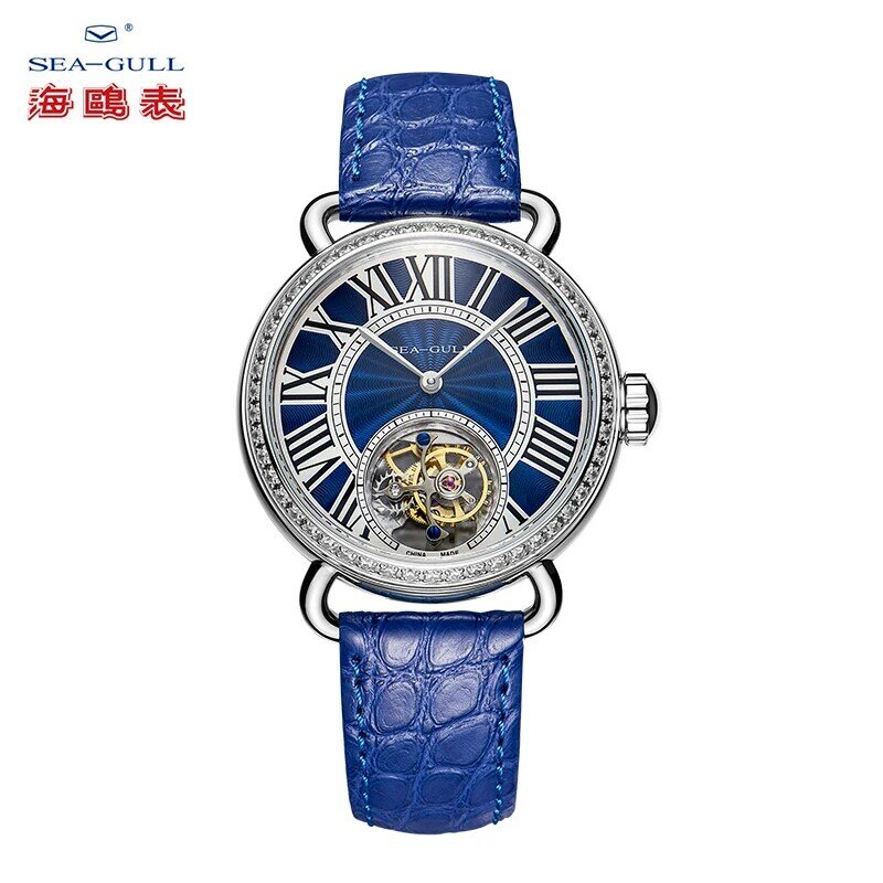 Seagull relógio feminino mecânico de turbilhão, relógio mecânico oco manual de alta qualidade, relógio chinês de alta qualidade l