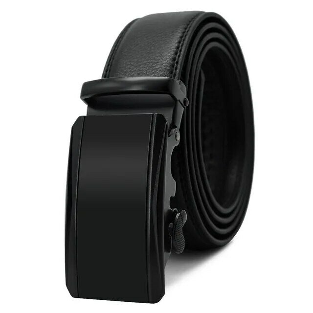 Cinturón negro de lujo de cuero genuino 1005001432029877, cinturones para hombres, hebilla automática, cinturón de alta calidad, cinturón automático para hombres