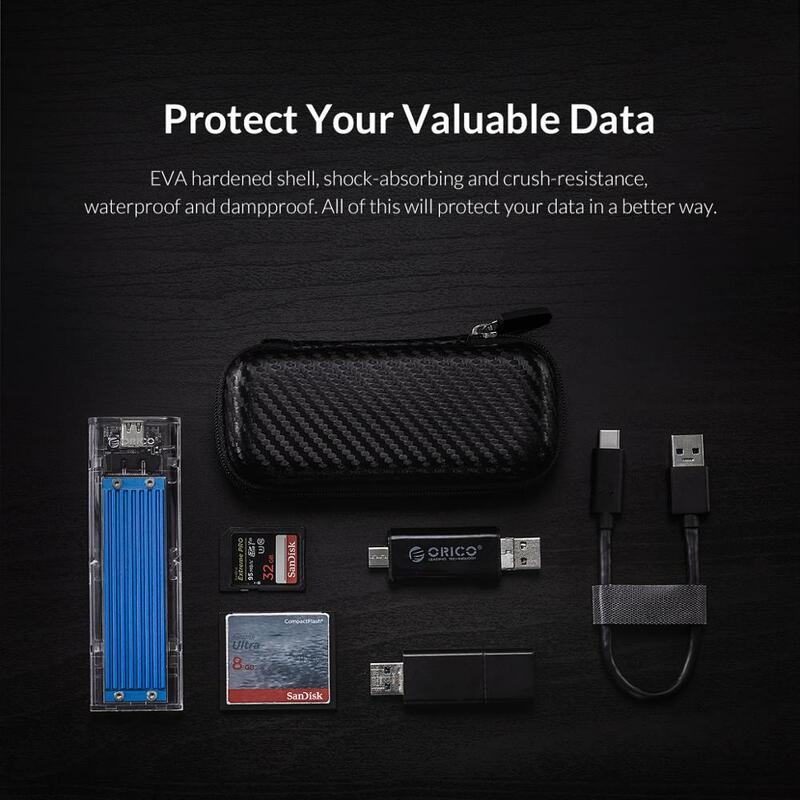 ORICO M.2 Festplatte Fall EVA Tragbare HDD Lagerung Schutz Tasche für Externe M.2 Festplatte/Kopfhörer/Daten linie HDD Fall Schwarz