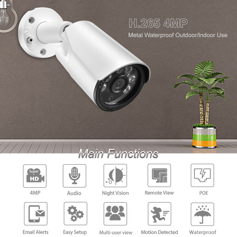 Telecamera Bullet IP AZISHN 8MP 4K telecamera CCTV domestica impermeabile per esterni Smart AI Motion Detection H265 Vidio