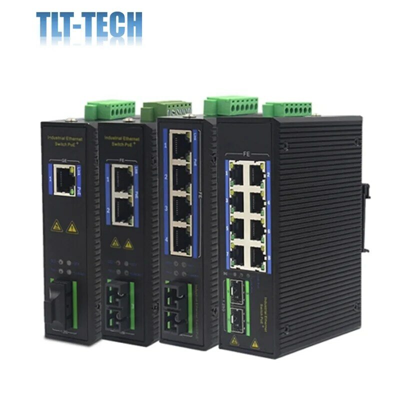 Convertidor de medios Gigabit Industrial no gestionado, interruptor Ethernet, conector SC, modo único, fibra única, 25KM