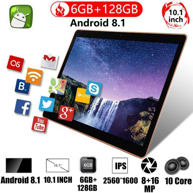 Novas tablet 2020 pol. wifi com 10 núcleos, 6g + 128gb, rede 4g, android 8.1, câmera dupla traseira 5 mp, ips, presente, tablet android