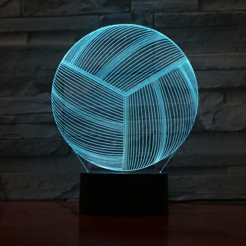 Volleyball Shape 3D LED Night Light with 7 Colors Light for Home Decor Lamp Amazing Visualization Optical Illusion Light 954