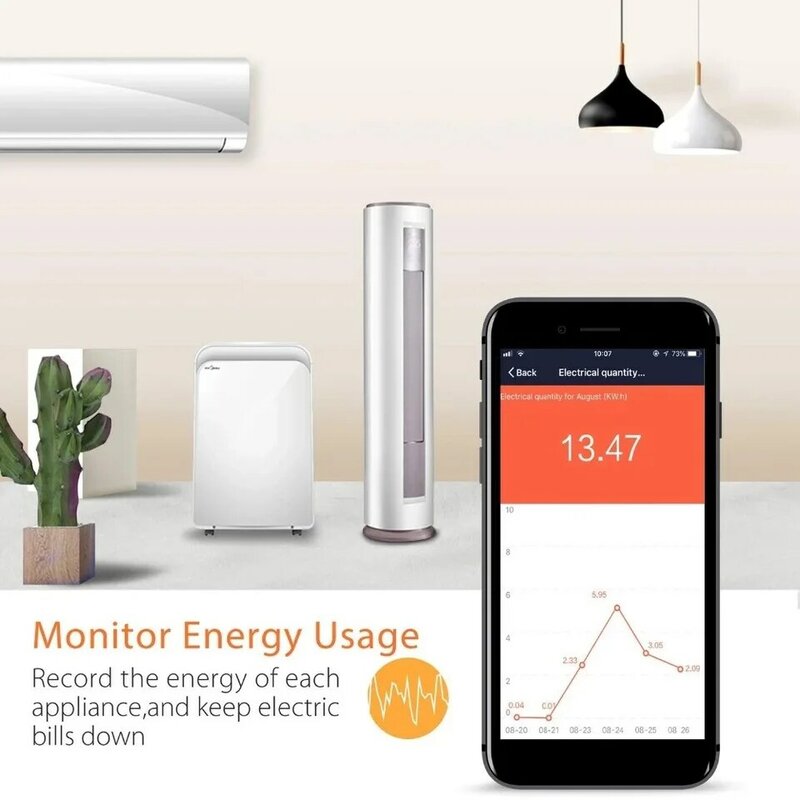 Presa Wifi Smart Plug con Timer presa adattatore ue Tuya 16A Power Monitor funziona con Alexa Google Home Assistant