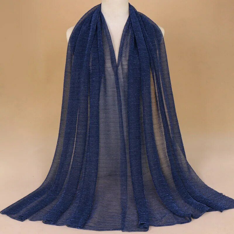 Pañuelo de seda de color liso para mujer, hijab musulmán, pashmina, foulard suave y fino