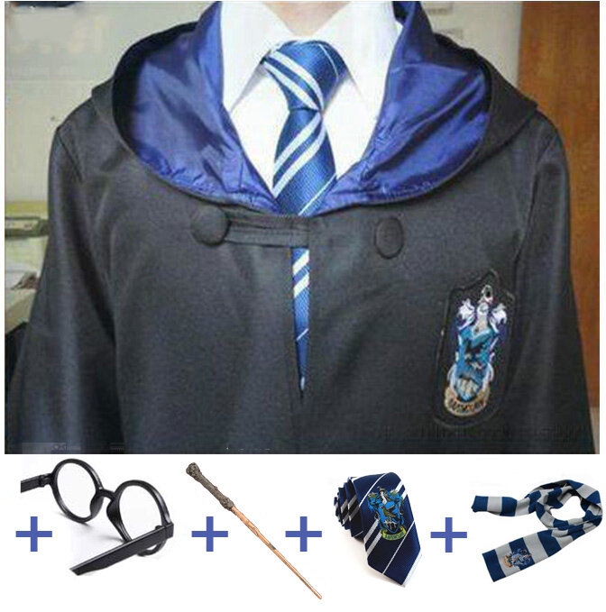 Robe Cape Mantel Mit Krawatte Schal Zauberstab Potter Gläser Ravenclaw Hufflepuff Slytherin Kostüm Kinder Erwachsene Potter Cosplay