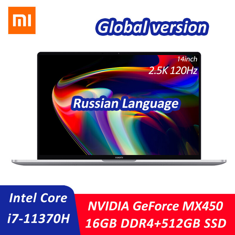 Xiaomi Mi Laptop Pro 14 Laptop Intel Core i7-11370H 16GB DDR4+512GB SSD MX450 120Hz 2.5K 14 Inch Screen Computer Home Office