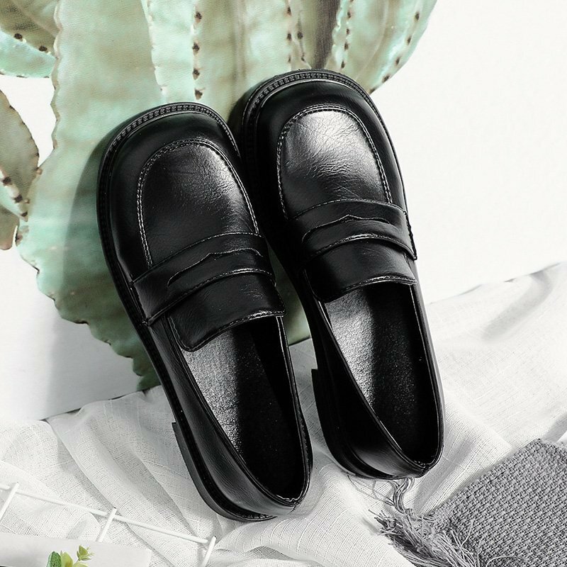 รองเท้าหนังฤดูใบไม้ผลิหญิง Mary Jane หญิงญี่ปุ่นรองเท้าส้นสูง Retro แพลตฟอร์มรองเท้าหญิงหัวเข็มขัด Shoes2021