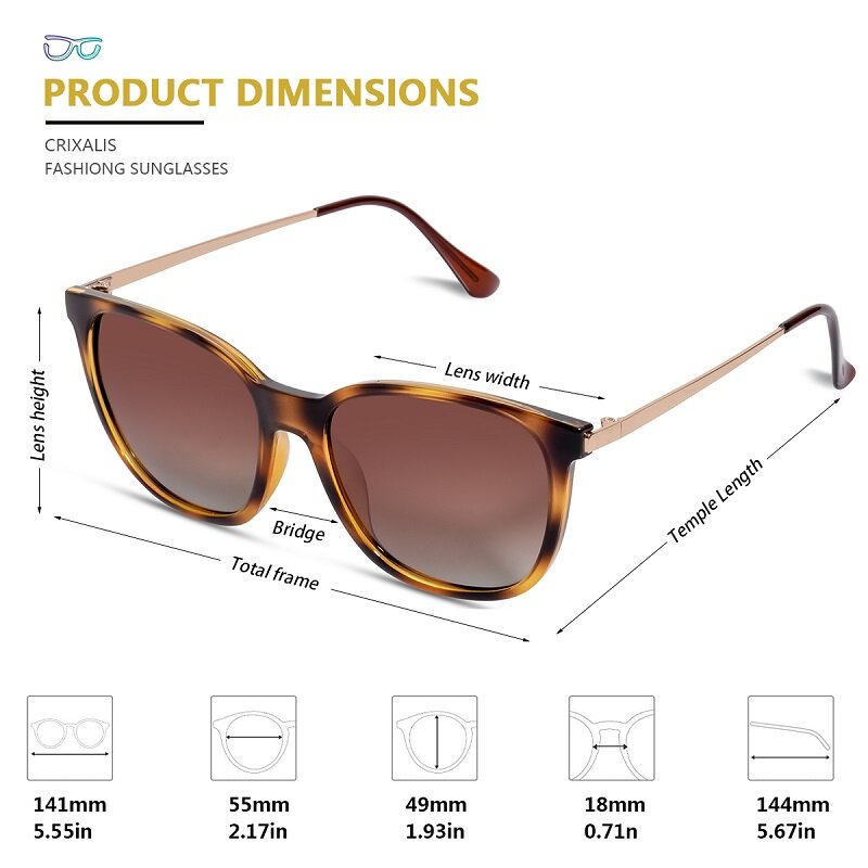 CRIXALIS-gafas de sol polarizadas para mujer, lentes clásicas antideslumbrantes para conducir, marca de lujo, Diseñador