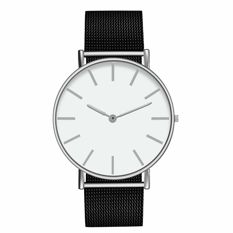 Fashion Quartz Watch with Multicolor stainless steel Cloth Watchband Wristwatch Simple Designer Women Men Clock