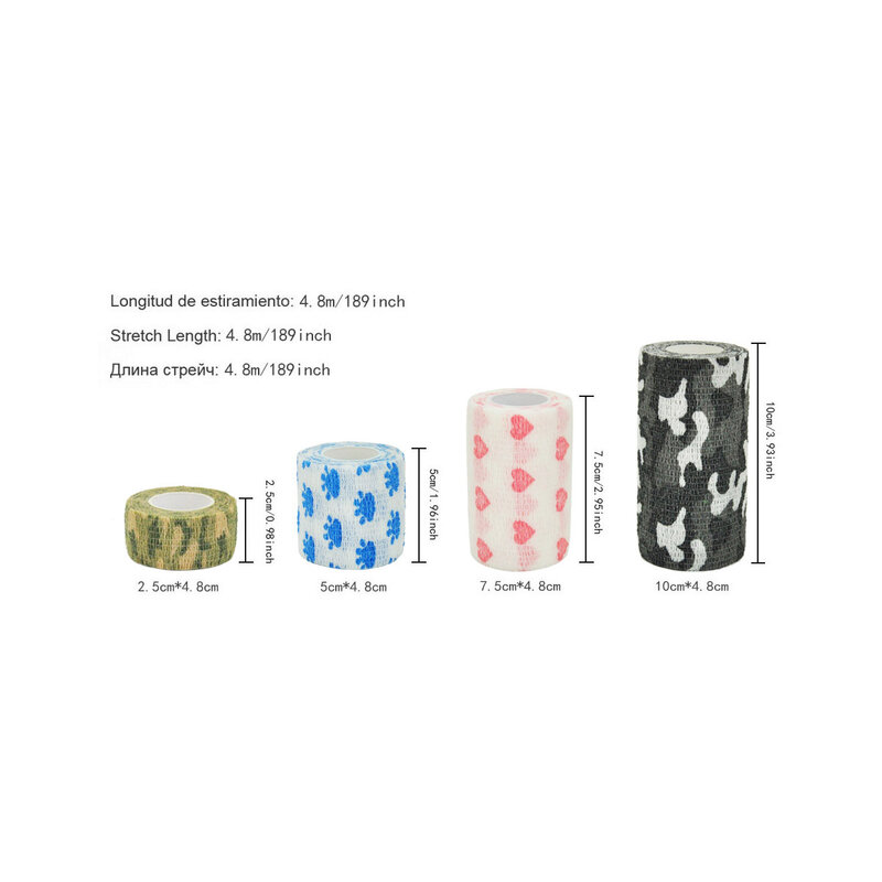 Bandage artificiel astique Auto-Adhésif à Motif de Cœur d'Amour Blanc, Ruban Rond de dehors pour Articulation des Doigts et Genoux, 6/10 m, 1/4.8 Pièces