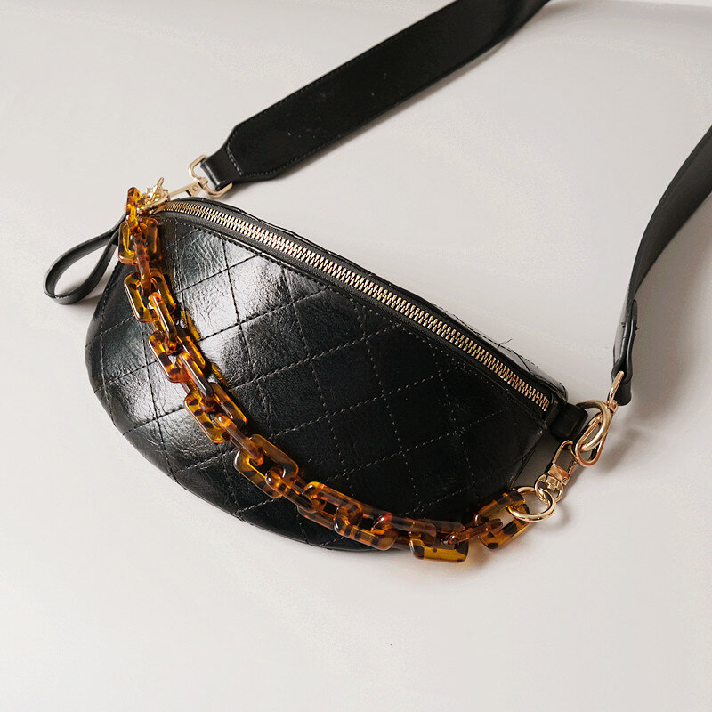 New Fashion Woman Handbag Accessory Chain Amber Leopard Acrylic Resin Chain Luxury Strap Women Clutch Shoulder Purse Chain