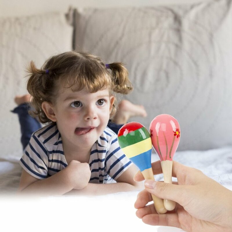 Gorąca sprzedaż zabawki dla niemowląt niemowlę maluchy drewno piasek młotek drewniane Maraca grzechotki zabawki muzyczne zabawki Montessori dziecko dziecko Shaker zabawka