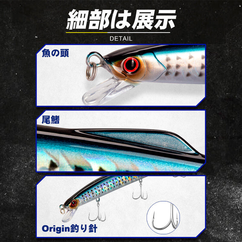 D1 New Minnow Fishing Lure 190mm 36g Trolling Sinking Depth 0.6-0.9m Hard Baits Long Casting Jerkbait Seawater For Seabass Tuna