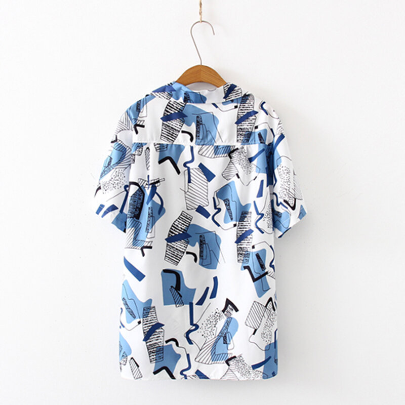 Женская блузка с коротким рукавом T04901F, винтажная блузка большого размера с принтом граффити, T04901F