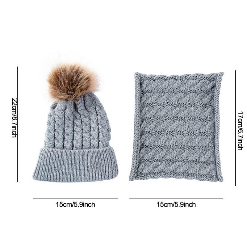 1 Ấm Pom Pom Bóng Trang Trí Nón Trẻ Em Chống Gió Mùa Đông Đan Mũ Beanie Nắp Có Cổ Khăn Quàng Cổ Cho Bé quần Áo Phụ Kiện