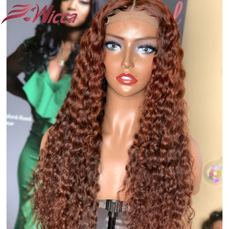 Peluca de cabello humano rizado de 13x4 para mujer, postizo de encaje Frontal, marrón claro, 180 de densidad, brasileño, Remy, predesplumada