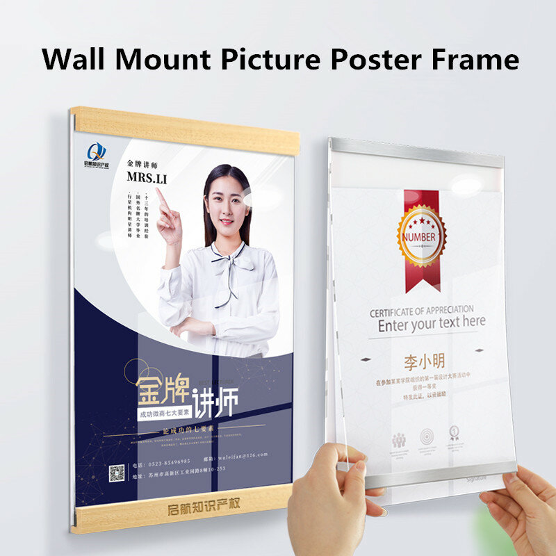 A4 Dinding Mount Jelas Pemegang Tanda Akrilik dengan Perekat 8.5X11 Inci Kertas Pemegang Dokumen Iklan Poster Frame