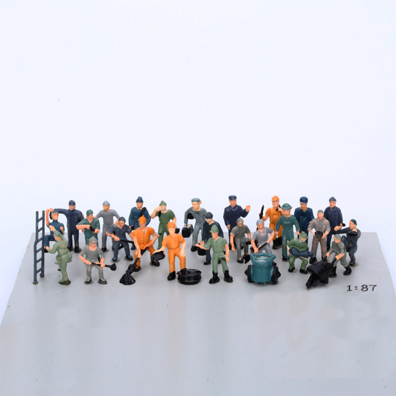 27 piezas escala 1:87 Ho, modelo de paisaje de trabajadores del ferrocarril, diseño de tren, paisaje, Dioramas en miniatura, juegos de exhibición