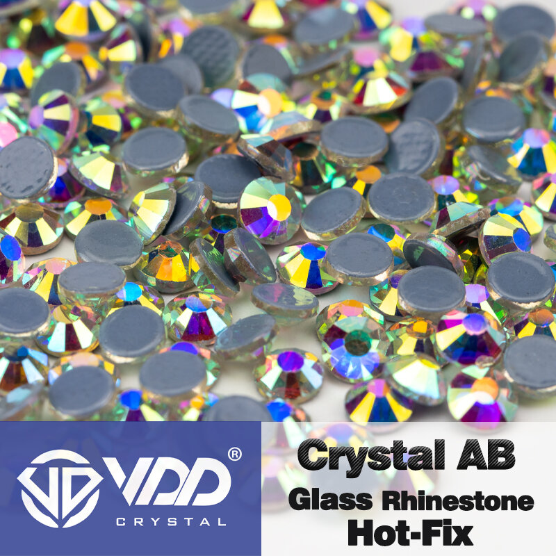 VDD SS3-SS50 AAAAA Batu Datar Berlian Buatan HotFix Kristal Kaca Super Terang Kualitas Tinggi untuk DIY Pakaian Gaun Seni Kuku