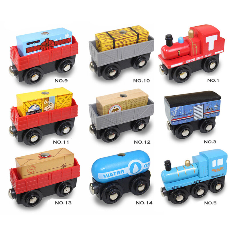 Wood Magnetic Train Toy Wood Railway Helicopter Car Truck Wooden Train Track Accessories fit with Brand Tracks for Kids Toys