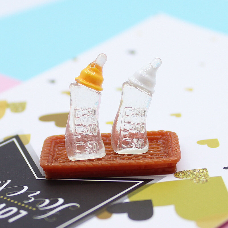10 pçs bonito 1:12 simulação mini garrafa de leite garrafas de alimentação em miniatura garrafa de bebê diy casa de bonecas acessórios em miniatura
