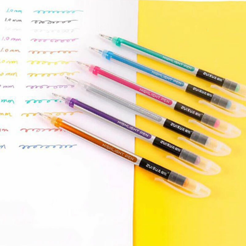 12Pcs Of 24 Stks/set 12 Colors1mm Glitter Gel Pen Kleurboeken Tijdschriften Tekening Doodling Schilderen Gekleurde Art Markers Briefpapier