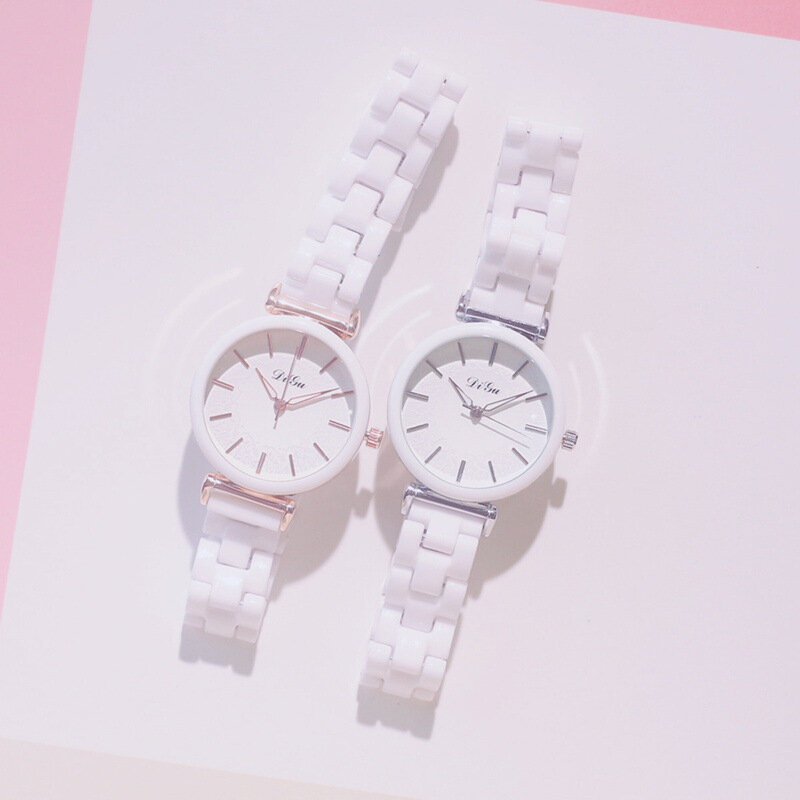 Часы наручные женские кварцевые с керамическим браслетом, модные маленькие белые, люксовые брендовые