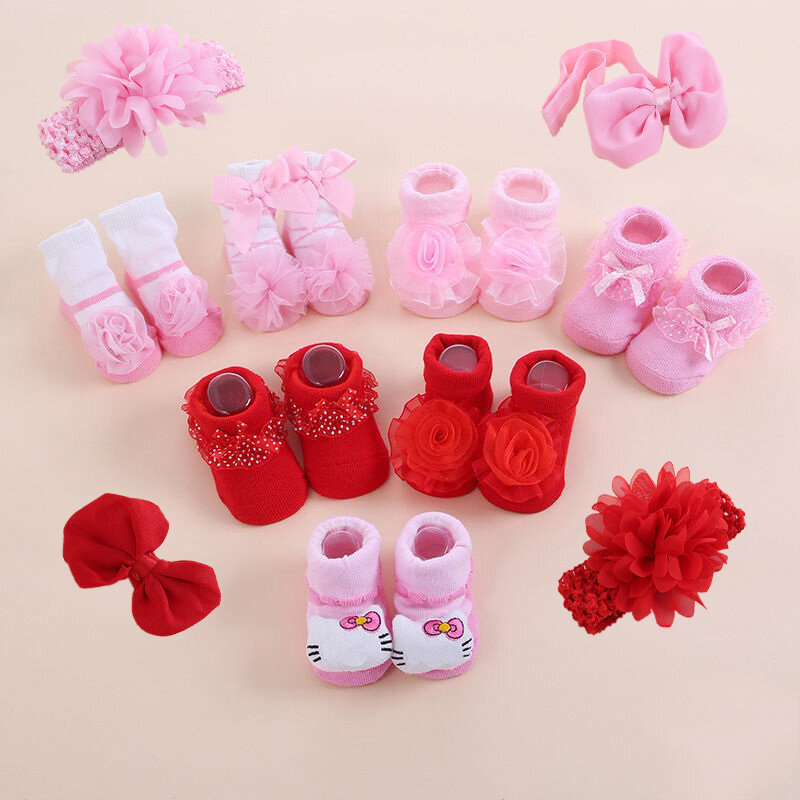 Nette Neue Geboren Baby Mädchen Socken Prinzessin Weiß Rot Infant Spitze Kleinkind Socke Baumwolle Bowknot Set Kinder Meias Infantil