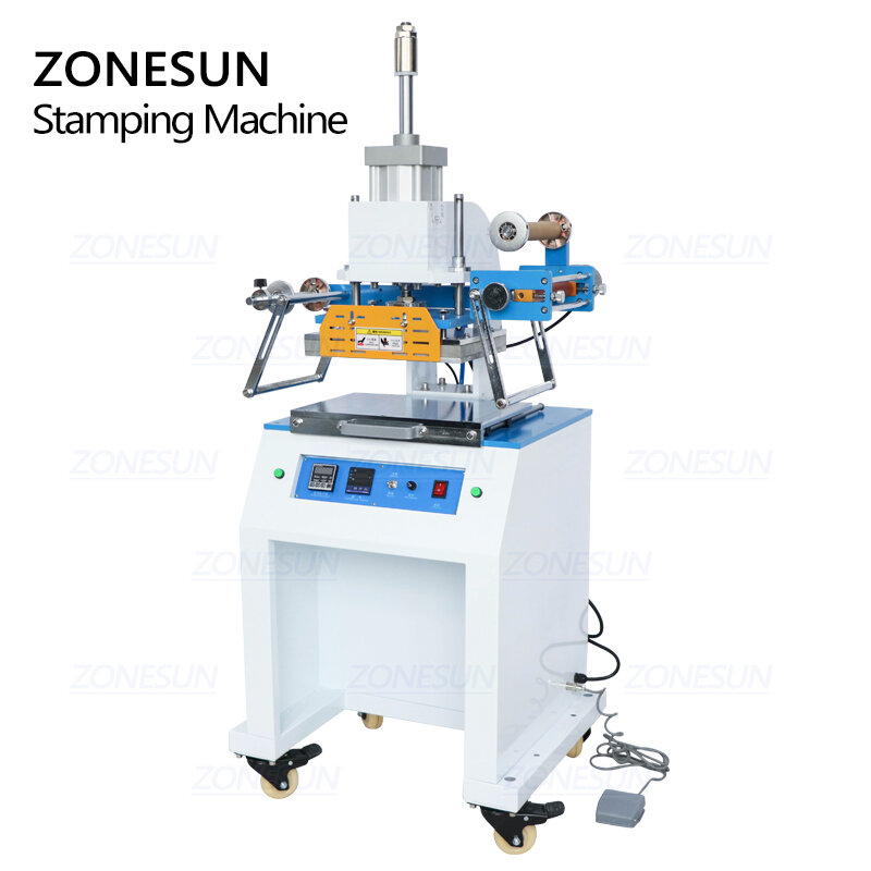 ZONESUN ZSP-890D Pneumatic Stamping Machine Leather Plastic Rubber Wood Paper Hot Stamping Custom LOGO Heat Press Machine