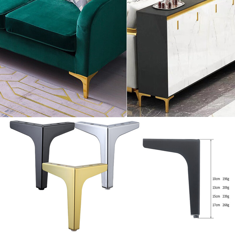 Pata de sofá dorada, patas de gabinete de Metal, tubo de mesa de centro, muebles de baño de plata, pata de soporte DIY, 4 Uds.
